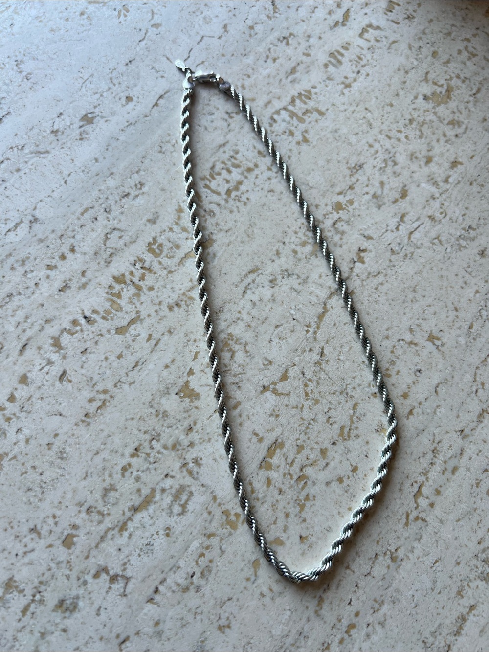 Vintage 80s 90s Napier Silver Plate Rope Chain Necklace 18 inches